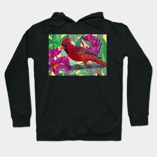 Cardinal in a Plumeria Tree Hoodie